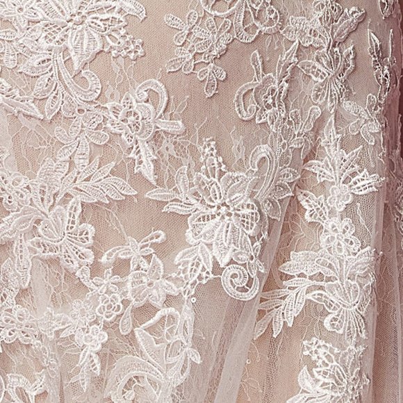 NEW LONG SLEEVELESS V-NECK MERMAID POLYESTER DRESS EMBROIDERED WITH LACE NX H493 - Picture 10 of 11